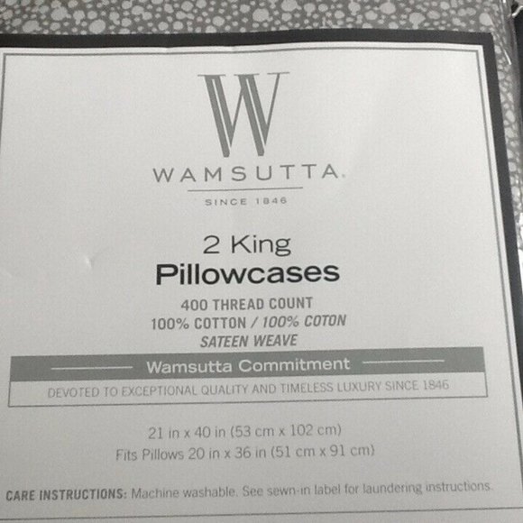 GRAY PEBBLE PATTERN Wamsutta 400 TC 100% Cotton Sateen King Pillowcases NEW - Picture 3 of 4